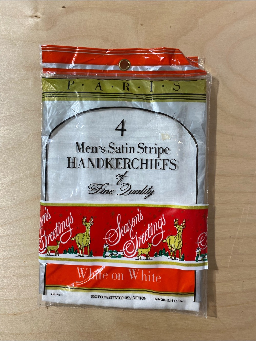 PARIS White Men's Satin Stripe Handkerchiefs - Pack of 4 (SX)